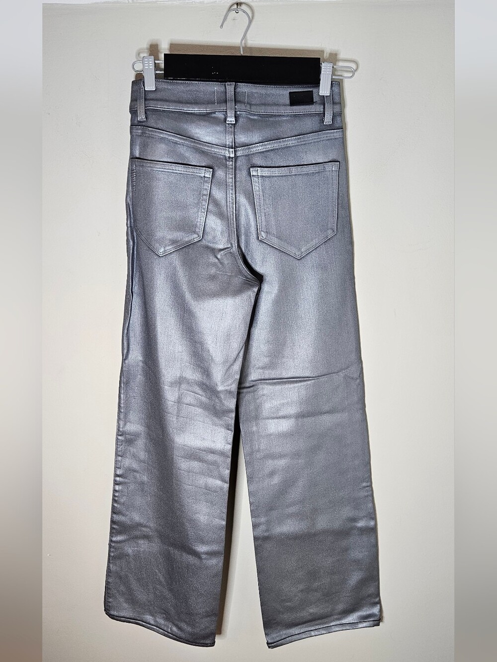 Paige Sasha Wide Leg Jeans in Silver Shimmer Revolve Brand Women's 26 - Picture 3 of 9